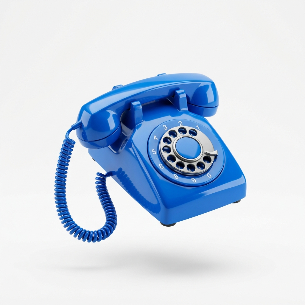 3D Blue Retro Telephone